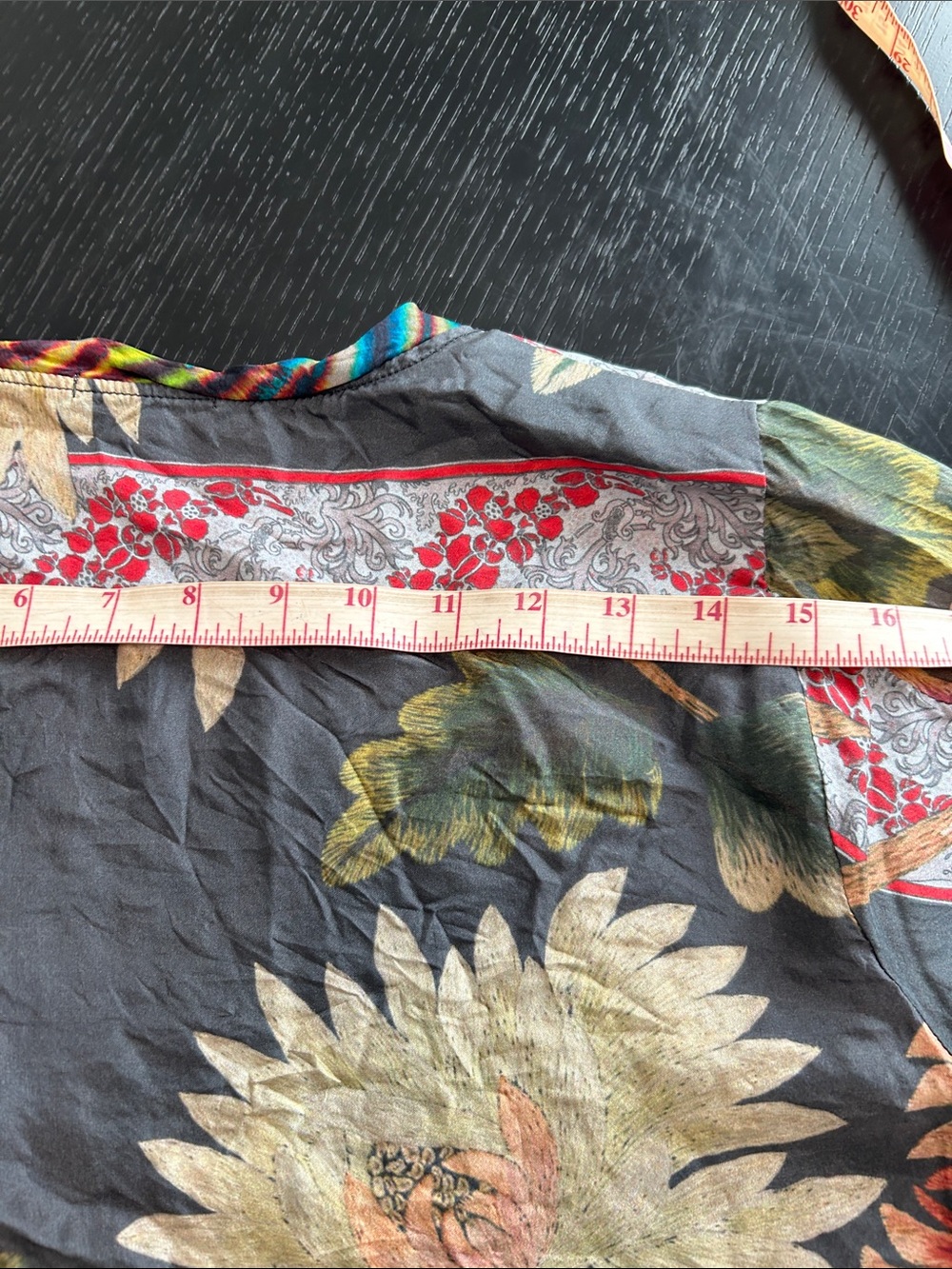 Boho Floral V-Neck Tunic Top in Black Multi - Picture 15 of 15